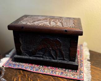 Beautiful hand carved trinket box 