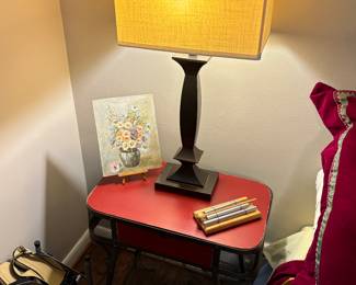 Matching night stands, lamps, art
