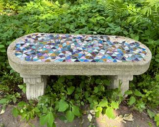 Mosaic garden bench