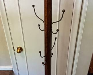 Antique oak coat rack