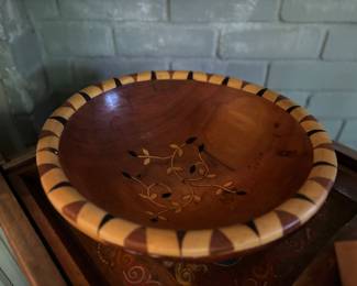 I vintage Moroccan bowl with intricate floral inlay