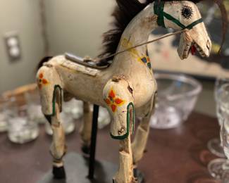 Vintage folk art wooden horse 