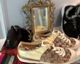 Coach shoes, antique mirror