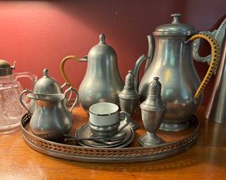 Vintage pewter tea set