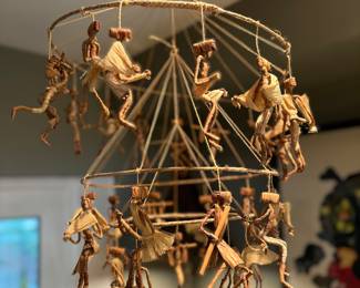 African Raffia hanging tribal figures 