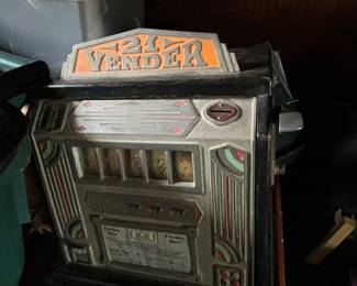 Antique coin op trade stimulator slot machine