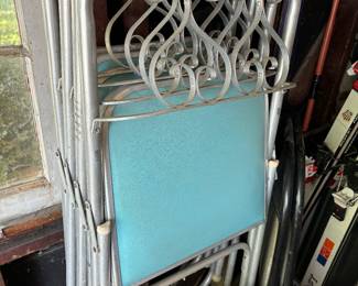 Mid century folding padded aluminum chairs 