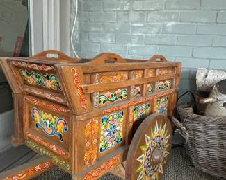 Vintage folk art bar / wine cart