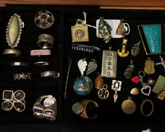 Nice selection of antique rings, pendants, charms, jewelry