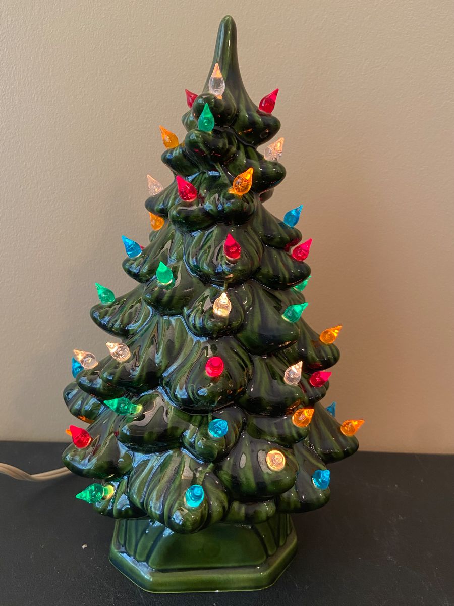 Vintage 60’s-70’s 
12"  Holland Mold Ceramic Christmas Tree / Illuminated Ceramic Tree / Nostalgic Christmas