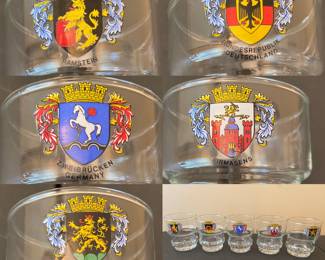 Set of 5 German Glass Barware