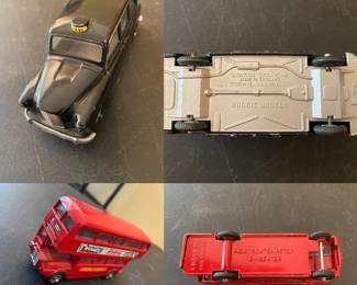 Diecast London Taxi Cab made England Budgie models 
A.E.C. “Route Master” 64 Seater Diecast Double Decker Toy Bus