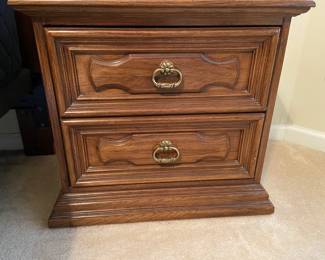 Vintage Solid Wood 2 Drawer Night Stand 