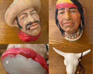 Legend Products Vintage Chalk American Indian & Spanish Busts Relief 
