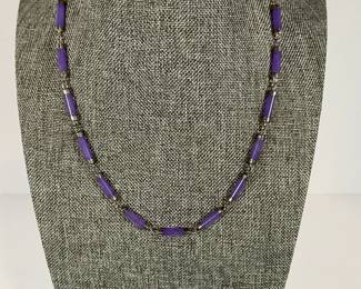 Purple Jade/Sterling Necklace
