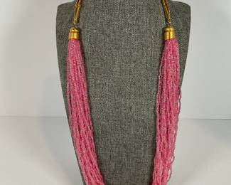 Pink Beaded Strand Necklace