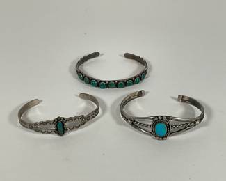 3 Sterling Turquoise Bracelets