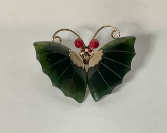 Jadeite Butterfly Pin / Brooch