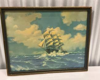 Antique Tall Ship Print by R Atkinson Fox