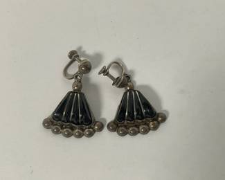 Sterling Onyx earrings/Mexico