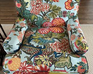 Custom upholstered dragon chair 29.5" d x 31" t x 28.5" w; excellent condition: $800