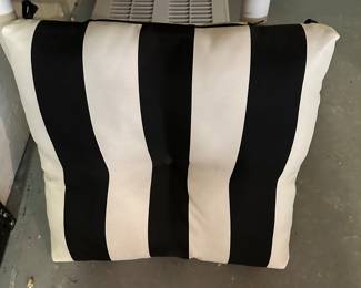 Set of 6 black and white striped outdoor seat cushions $50