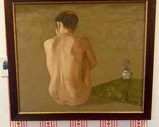 Signed nude painting 31" w x 27" t: