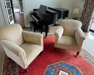 Yellow upholstered chairs (3 total)