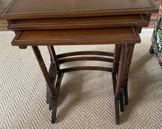 Wooden faux bamboo nesting tables 22" w x 16.5" d x 2' t.: $75