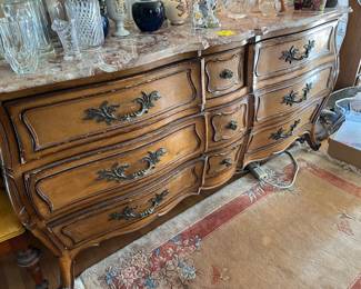 Marble Top Provincial Bombe Dresser