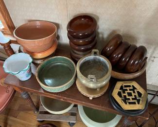 Pottery + Wooden Salad Bowls