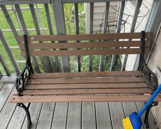 Wood and iron outdoor bench