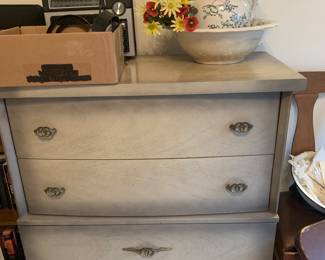 Vintage Wards chest has a matching dresser with mirror available and matching full size bed bookcase headboard and footboard