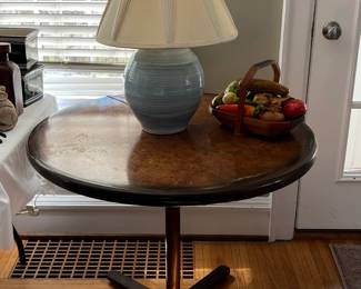 modern burl walnut pedestal table