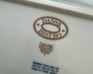 a very large set of Dansk Bistro blue and white china dinnerware with several large and unusual serving pieces