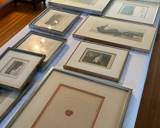 dozens of signed prints, photos and engravings