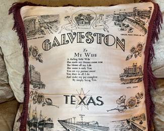 Vintage Galveston Fringed Pillow