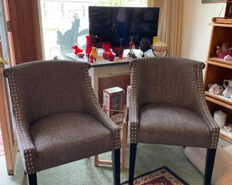 Matching Chairs , Enamel Top Table, Red Glass