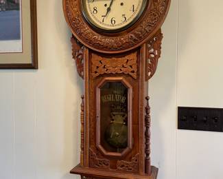 Oak Regulator Santa Fe Clock, Runs 