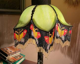 Stained Glass Lamp with Beaded fringe