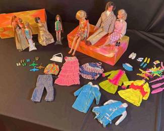 Vintage Barbie And Dawn Dolls With Extra Vintage Clothing and Shoes