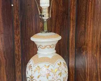 Vintage White Glass Hand Painted Lamp