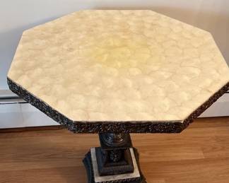 Beautiful, ornate End Table Octagonal  Capiz Shell Top