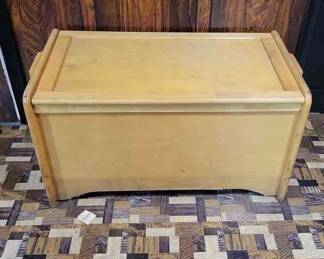 Vintage Oak Toy Chest With Movable Drawer