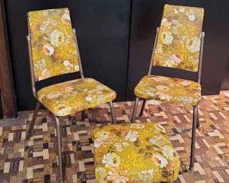 Vintage Floral Chairs And Footstool
