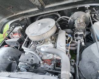 1995 Jeep with small block Chevy motor, has moderate build. Double pumper Edelbrock high rise manifold