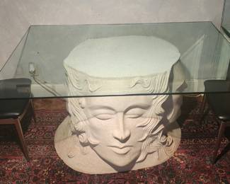 Unique Plaster decorative table and 2 chairs