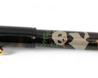 Namiki Limited Edition (Japanese) 18k Gold, Lacquer Ca. 1998, "Panda Fountain Pen", L 5.625" | Number marked in gold on lacquer body 256/700, 18k yellow gold nib, in original box with certificate of authenticity, 5