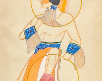 Ron Geionety (Native American, B. 1950) Watercolor, Graphite And Gouache on Paper "Untitled", H 19.25" W 15" | Signed lower right.  Frame Measurements H 26" W 22" Provenance: Property of Prominent Collector, Birmingham, Michigan