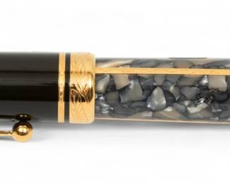 Mont Blanc (German) 'Alexandre Dumas' Fountain Pen, L 5.25" | the limited edition 'Alexandre Dumas' fountain pen is accompanied with 18k gold nib, original pamphlet, and original packaging, measuring H 1.75" X W 8" X D 3.75" overall.